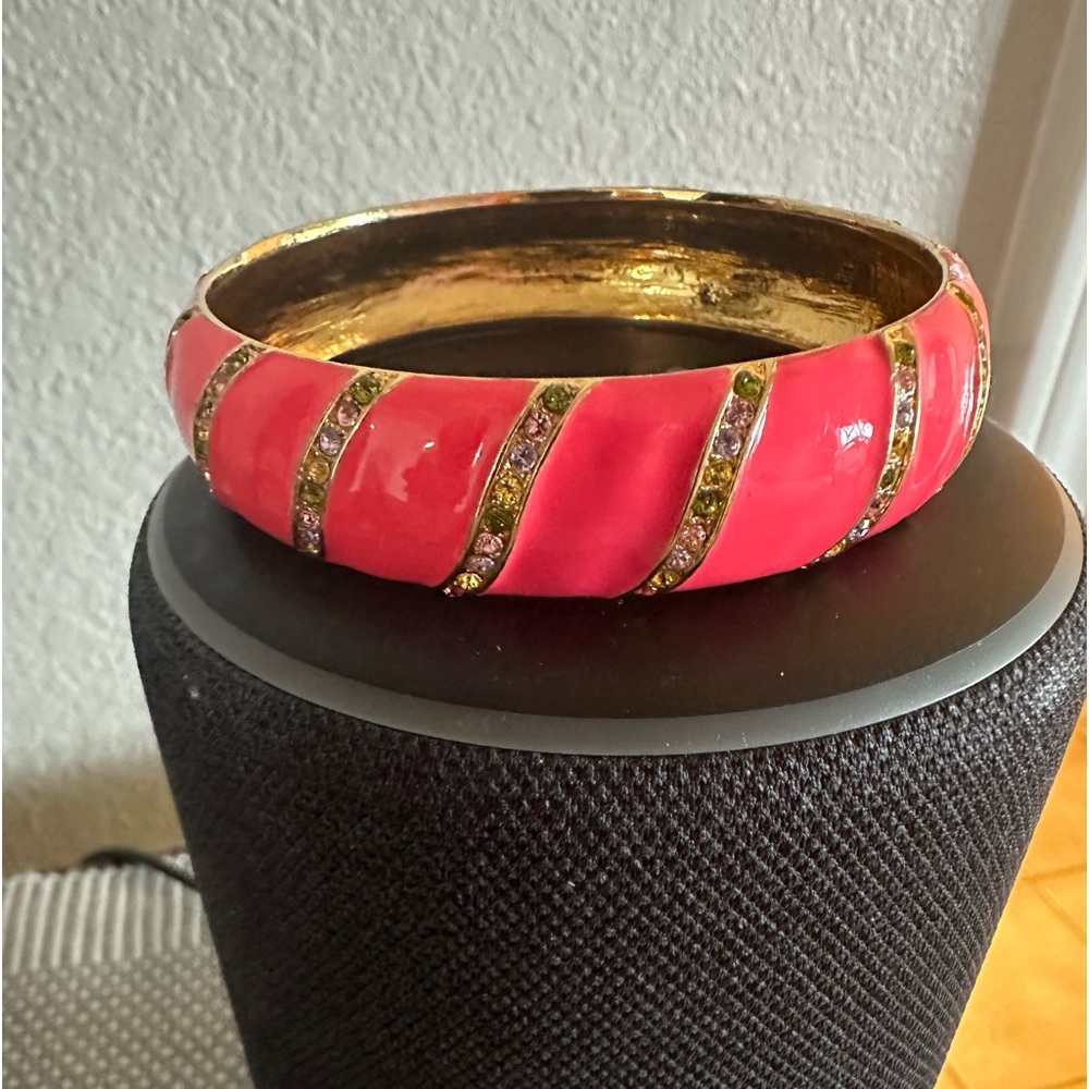 Kate Spade bangle bracelet-Pink with multi- colored rhinestones